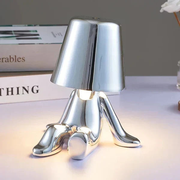 Rzeźbiarska aluminiowo-żywiczna bezprzewodowa ładowalna lampa stołowa z funkcją ściemniania i nastrojowym światłem