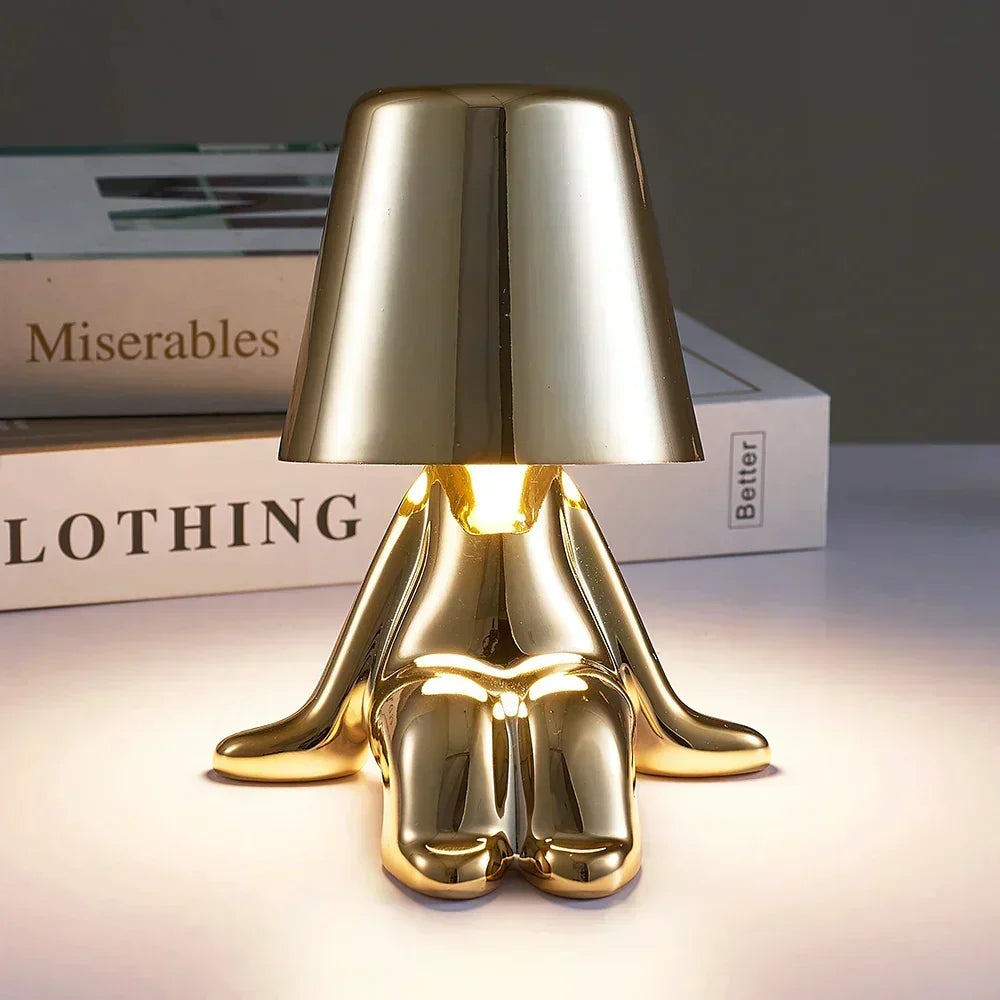 Rzeźbiarska aluminiowo-żywiczna bezprzewodowa ładowalna lampa stołowa z funkcją ściemniania i nastrojowym światłem
