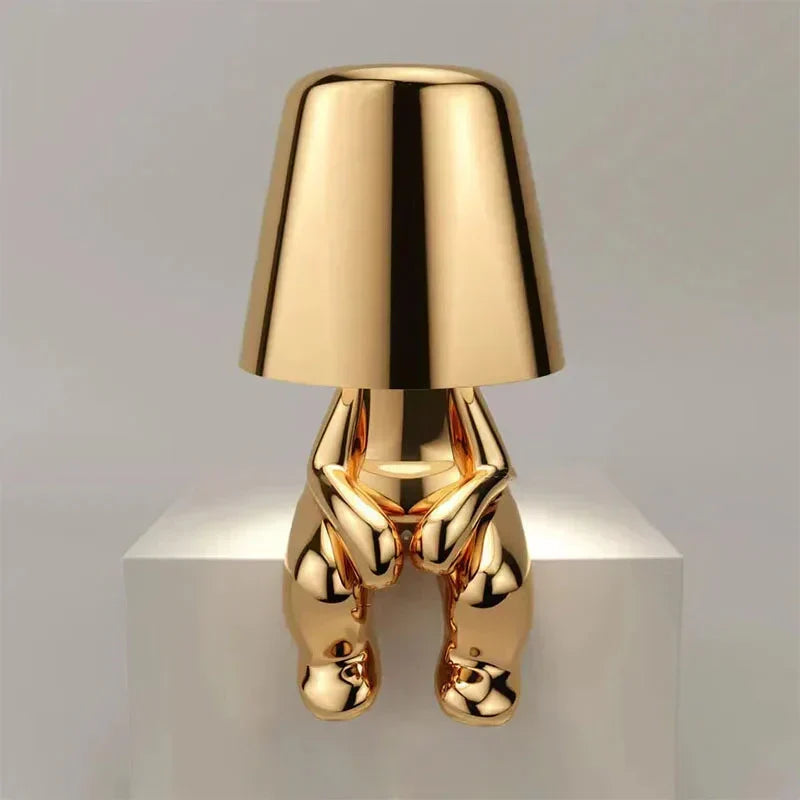 Rzeźbiarska aluminiowo-żywiczna bezprzewodowa ładowalna lampa stołowa z funkcją ściemniania i nastrojowym światłem