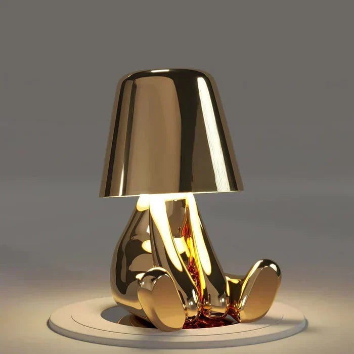 Rzeźbiarska aluminiowo-żywiczna bezprzewodowa ładowalna lampa stołowa z funkcją ściemniania i nastrojowym światłem