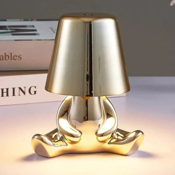 Rzeźbiarska aluminiowo-żywiczna bezprzewodowa ładowalna lampa stołowa z funkcją ściemniania i nastrojowym światłem
