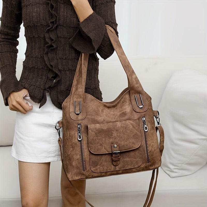 Torba typu crossbody na ramię z miękkiej skóry wegańskiej w stylu retro