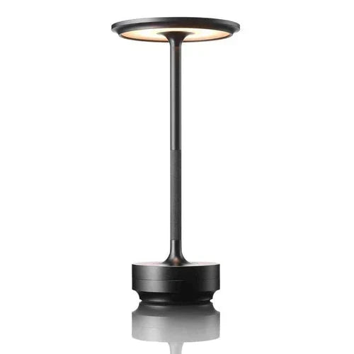 Elegancka bezprzewodowa metalowa przenośna lampa stołowa z funkcją ściemniania i ładowaniem