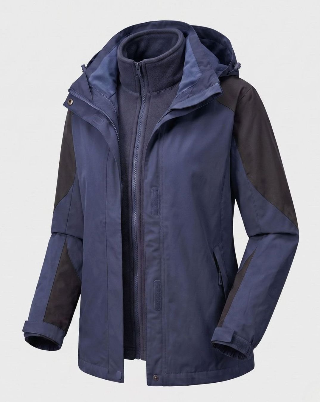 Damska różowa kurtka outdoorowa 2 w 1 z kapturem, z miękkiego materiału softshell i polaru