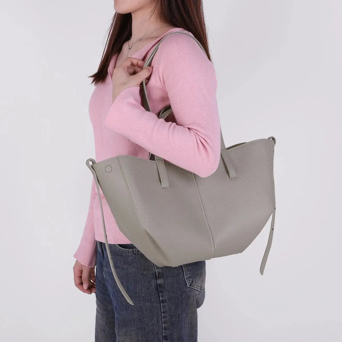 Damska duża skórzana torba typu shopper z imitacji skóry w stylu vintage, na ramię