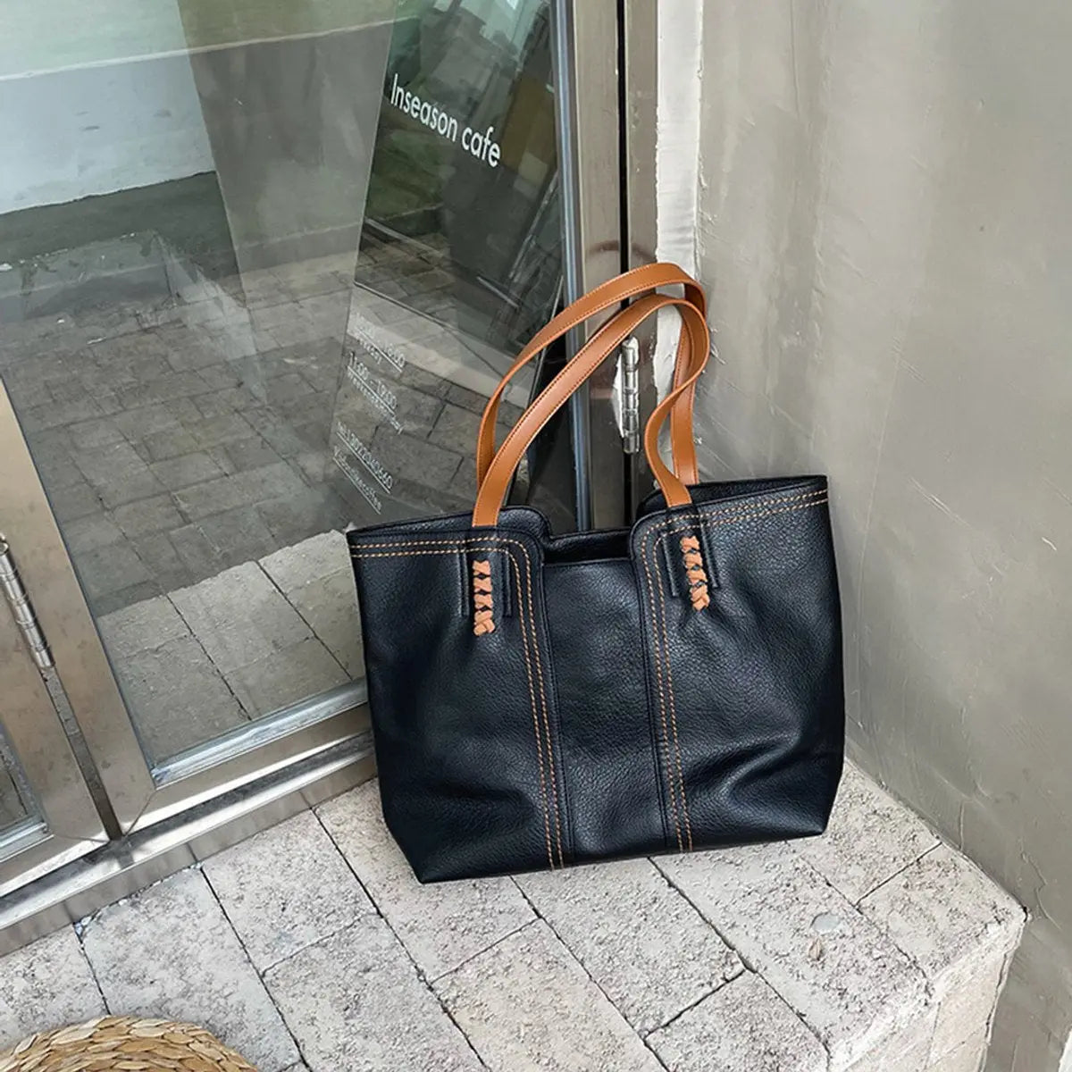 Damska minimalistyczna duża torba shopper ze sztucznej skóry
