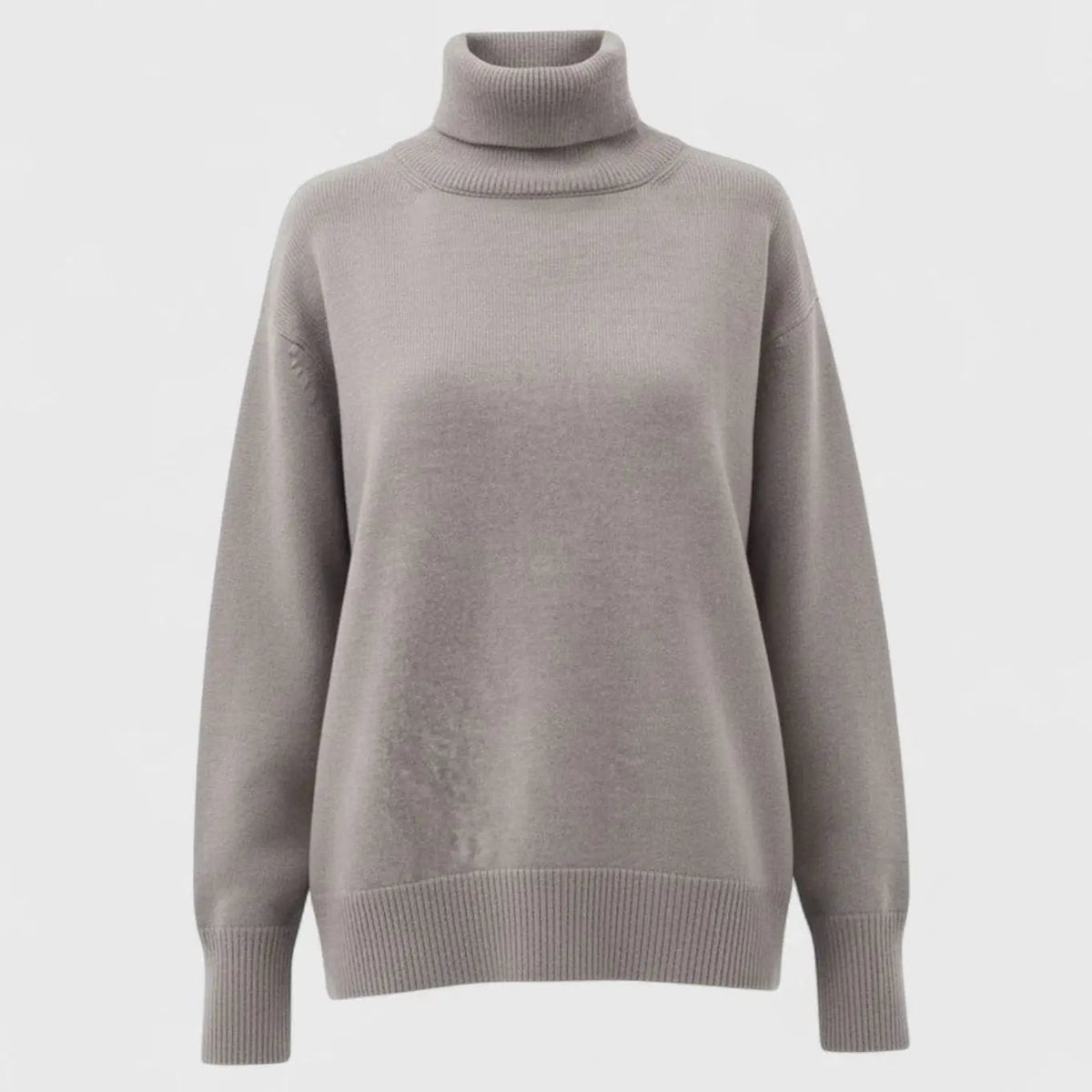 Damski oversize’owy gruby sweter z dzianiny z golfem