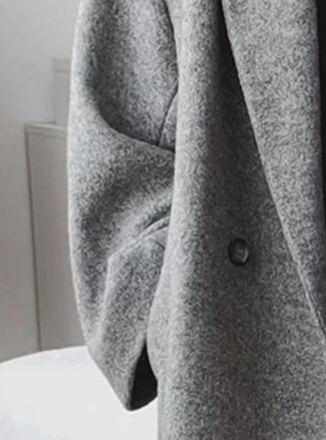 Damski oversize’owy długi płaszcz z domieszką wełny, dwurzędowy