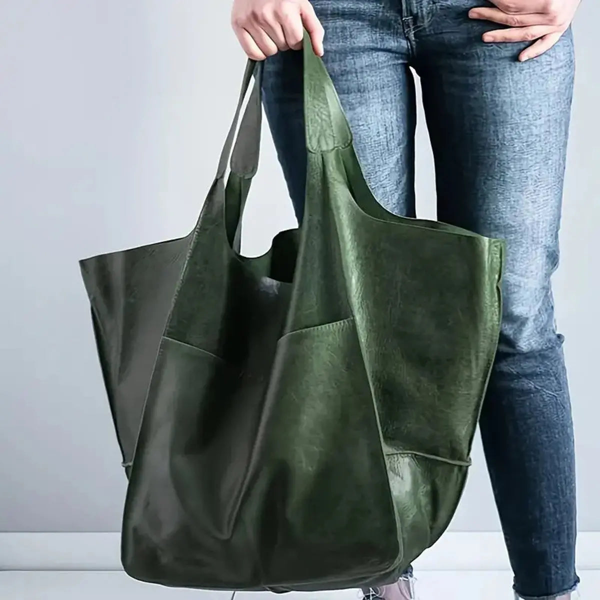 Damska oversize’owa torba shopper z ekoskóry i magnetycznym zapięciem