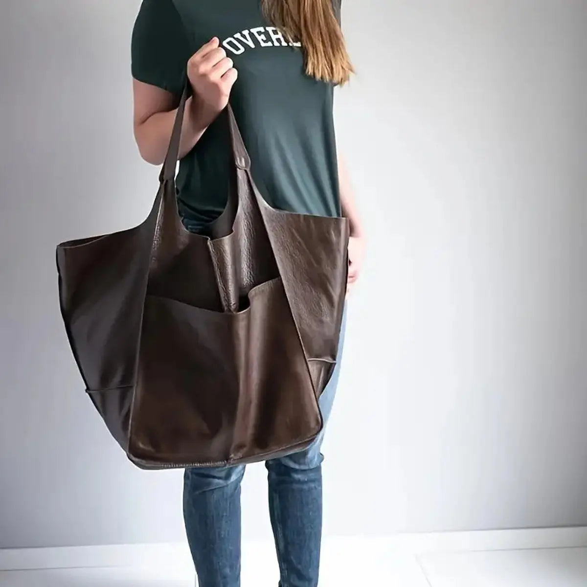 Damska oversize’owa torba shopper z ekoskóry i magnetycznym zapięciem