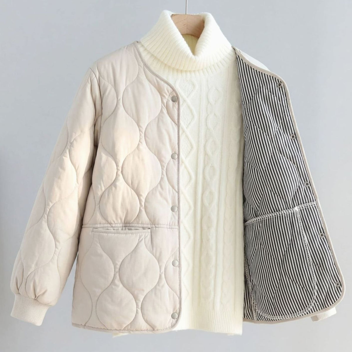 Damski pikowany zimowy płaszcz z bawełnianym ociepleniem, jednorzędowa kurtka